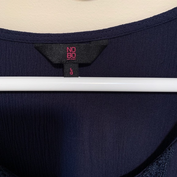 NOBO navy blue gauzy boho crochet flowy tank top, size L - Picture 4 of 7